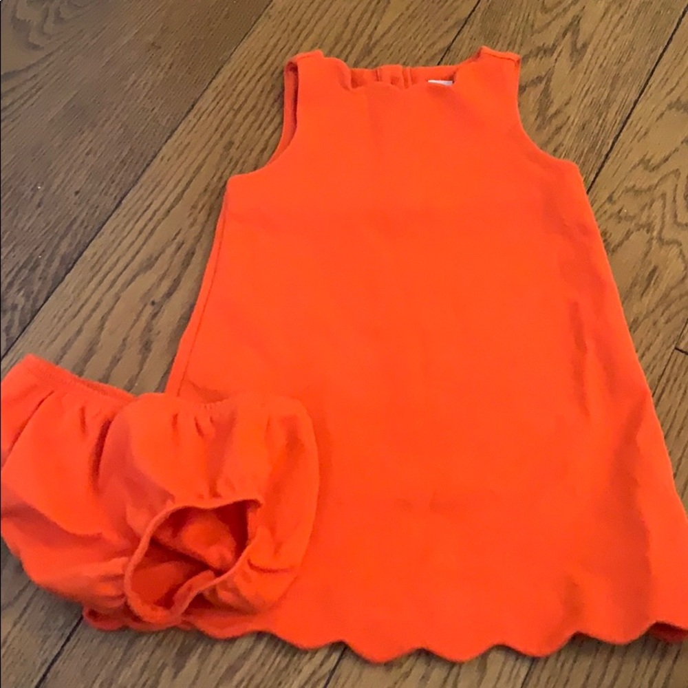 Janie & Jack Orange Scalloped Dress and Bloomers